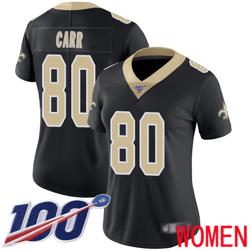 New Orleans Saints Limited Black Women Austin Carr Home Jersey NFL Football #80 100th Season Vapor Untouchable Jersey->nfl t-shirts->Sports Accessory
